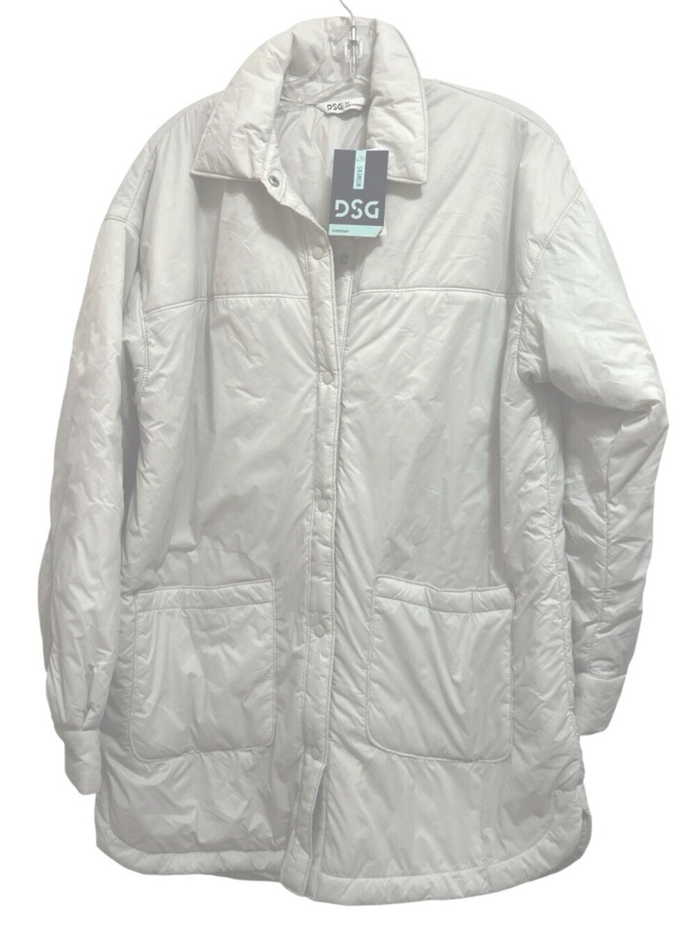 DSG Size M NWT Nimbus Cloud Gray Women’s Puffer Trench Jacket Coat